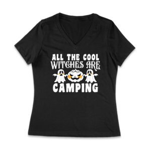 All the Cool Witches are Camping - Fun Halloween Witch T-Shirt Women Jersey V-Neck – Viva Party