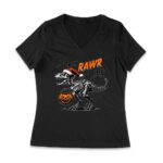 Trick Rowr Treet - Fierce Dinosaur Halloween Women Jersey V-Neck – Viva Party
