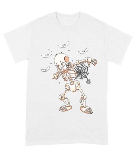 Dabbing Skeleton with Spider Web and Bats