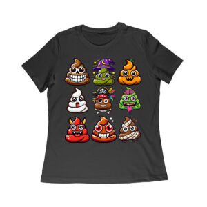 Funny Halloween Poop Faces T-Shirt - Spooky and Silly Women Relaxed – Viva Party