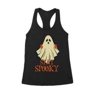 Stay Spooky Haunted Ghost Tee - Bold Halloween Women's Racerback Tank Top – Viva Party