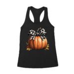 Big Halloween Pumpkin with Bow - Festive Fall Tee Women's Racerback Tank Top – Viva Party