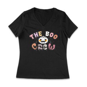 The Boo Crew - White Halloween Pumpkin & Bats Tee Women Jersey V-Neck – Viva Party
