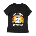 This is Some Boo Sheet - Ghost with Sunglasses Halloween Tee Women Jersey V-Neck – Viva Party