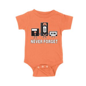 Never Forget Old Cassette, Floppy, and Deck Disk T-Shirt ? Retro Nostalgia Tee for Classic Tech and Vintage Vibe Lovers Unisex Baby Jersey