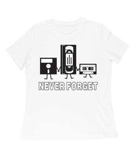 Never Forget Old Cassette, Floppy, and Deck Disk T-Shirt ? Retro Nostalgia Tee for Classic Tech and Vintage Vibe Lovers Women Relaxed