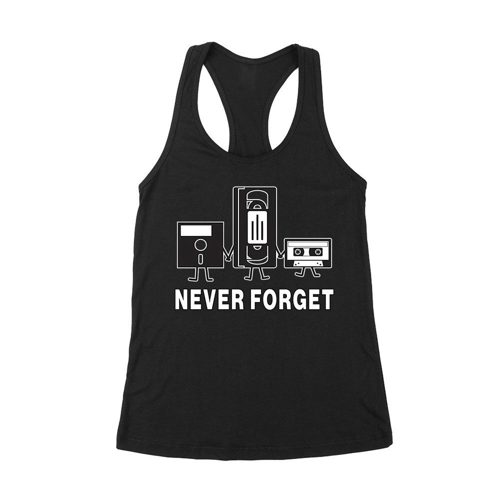 Cart-02_Wrtt-Black.jpg Never Forget Old Cassette, Floppy, And Deck Disk T-Shirt ? Retro Nostalgia Tee For Classic Tech And Vintage Vibe Lovers Women'S Racerback Tank Top – Viva Party
