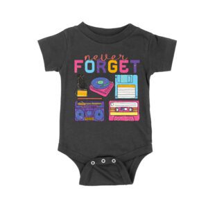Never Forget - Camera Reel - Gramophone - Floppy Cassette - and Cassette Piece T-Shirt - Retro Nostalgia Tee for Vintage Tech Lovers Unisex Baby Jersey – Viva Party