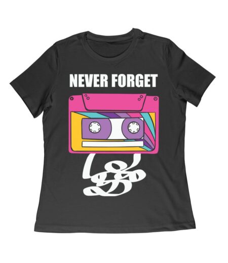 Never Forget - Cassette Piece with Tape T-Shirt - Retro Nostalgia Tee for Vintage Music and Classic Tech Fans Unisex Adult T-Shirt Women Relaxed – Viva Party
