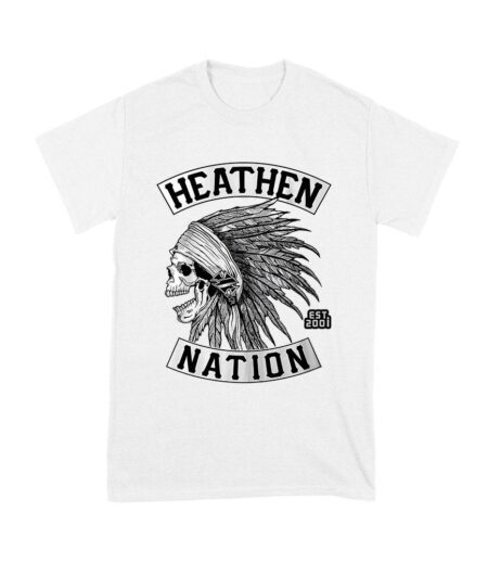 Heathen Nation Red Indian Skull Graphic T-Shirt Established 2001 Unisex Youth