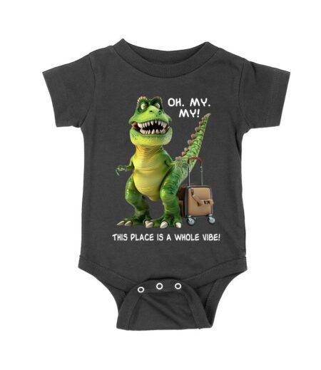 Oh My My! T-Rex Travel Adventure T-Shirt ? This Place is Amazing Unisex Baby Jersey – Viva Party