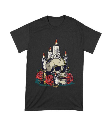 Dia de Muertos Sugar Skull T-Shirt ? Elegant Candles and Red Roses Day of the Dead Design Unisex Toddler – Viva Party