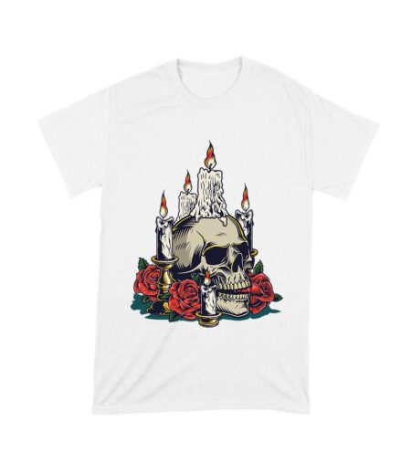 Dia de Muertos Sugar Skull T-Shirt ? Elegant Candles and Red Roses Day of the Dead Design Unisex Toddler