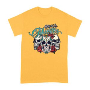 Dia de Los Muertos T-Shirt ? Three Sugar Skulls with Red Roses Day of the Dead Design Unisex Adult