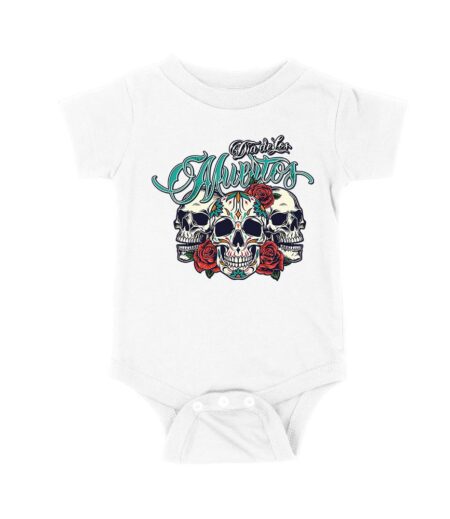 Dia de Los Muertos T-Shirt ? Three Sugar Skulls with Red Roses Day of the Dead Design Unisex Baby Jersey