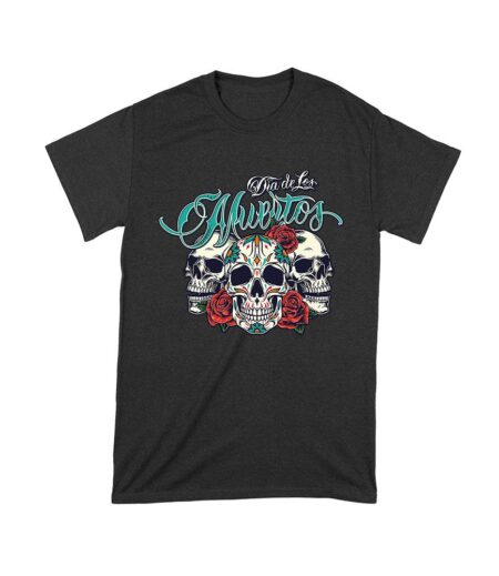 Dia de Los Muertos T-Shirt ? Three Sugar Skulls with Red Roses Day of the Dead Design Unisex Toddler – Viva Party