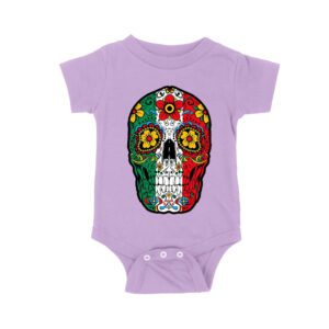 Vibrant Mexican Color Skeleton Skull T-Shirt, Perfect for Dia de Muertos and Day of the Dead Celebrations Unisex Baby Jersey