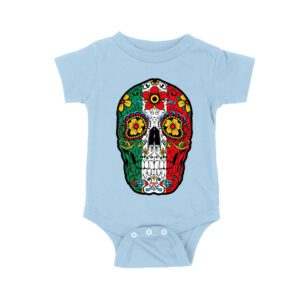 Vibrant Mexican Color Skeleton Skull T-Shirt, Perfect for Dia de Muertos and Day of the Dead Celebrations Unisex Baby Jersey