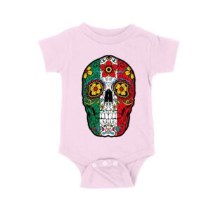 Vibrant Mexican Color Skeleton Skull T-Shirt, Perfect for Dia de Muertos and Day of the Dead Celebrations Unisex Baby Jersey