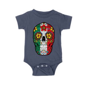 Vibrant Mexican Color Skeleton Skull T-Shirt, Perfect for Dia de Muertos and Day of the Dead Celebrations Unisex Baby Jersey