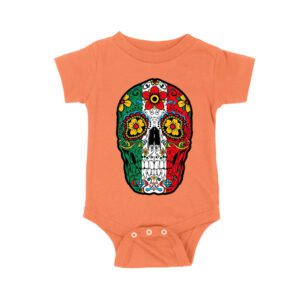 Vibrant Mexican Color Skeleton Skull T-Shirt, Perfect for Dia de Muertos and Day of the Dead Celebrations Unisex Baby Jersey