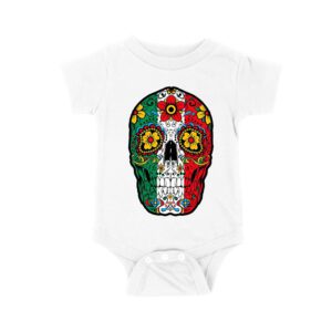 Vibrant Mexican Color Skeleton Skull T-Shirt, Perfect for Dia de Muertos and Day of the Dead Celebrations Unisex Baby Jersey