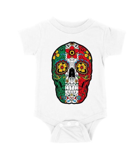 Vibrant Mexican Color Skeleton Skull T-Shirt, Perfect for Dia de Muertos and Day of the Dead Celebrations Unisex Baby Jersey