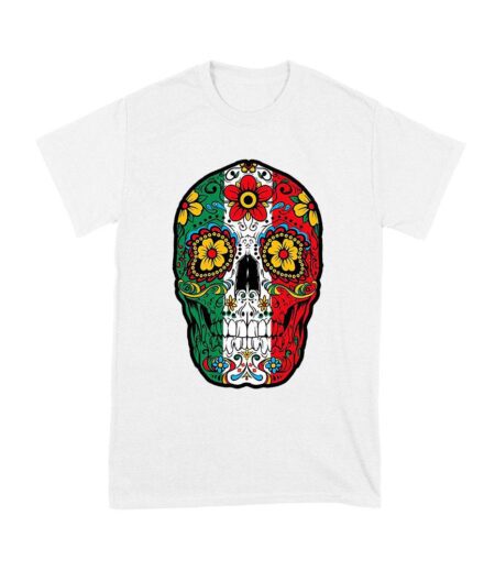 Vibrant Mexican Color Skeleton Skull T-Shirt, Perfect for Dia de Muertos and Day of the Dead Celebrations Unisex Youth