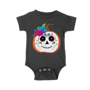 Unique Pumpkin Shape Skull T-Shirt, Perfect for Fall and Dia de Muertos Celebrations Unisex Baby Jersey – Viva Party