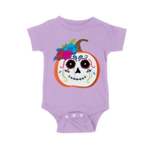 Unique Pumpkin Shape Skull T-Shirt, Perfect for Fall and Dia de Muertos Celebrations Unisex Baby Jersey