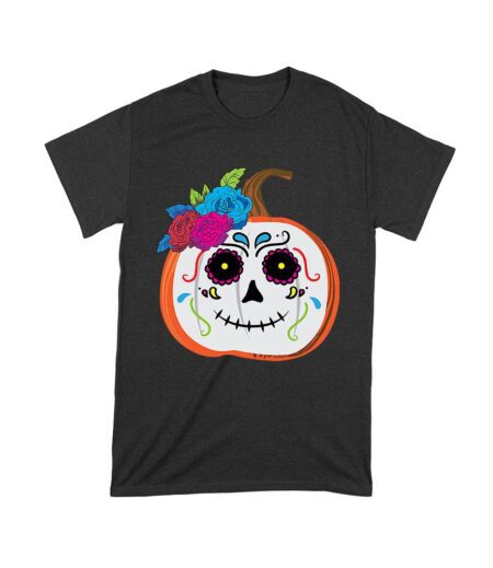 Unique Pumpkin Shape Skull T-Shirt, Perfect for Fall and Dia de Muertos Celebrations Unisex Toddler – Viva Party