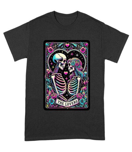 The Lovers Dia de Muertos Skeleton Art T-Shirt ? Vibrant Day of the Dead Romance Design Unisex Adult – Viva Party