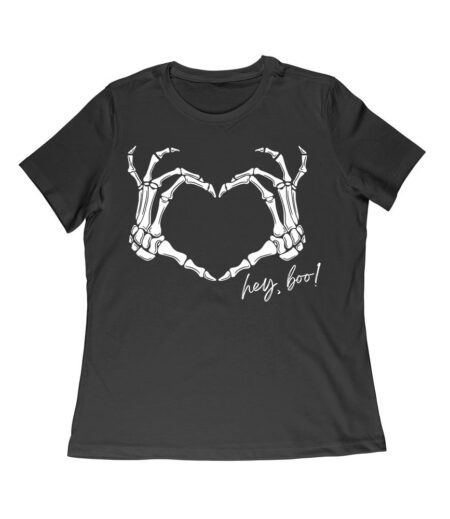 Hey Boo Skeleton Hands Halloween T-Shirt - Cute & Spooky Ghost Costume Tee Women Relaxed – Viva Party