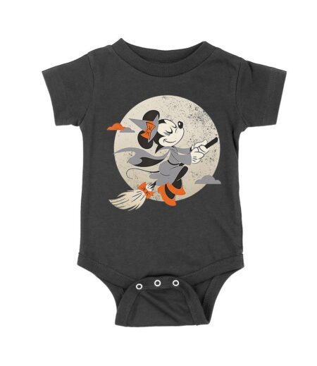 Cute Cartoon Witch Riding Besom T-Shirt - Fun Halloween Moon Background Tee Unisex Baby Jersey – Viva Party