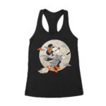 Cute Cartoon Witch Riding Besom T-Shirt - Fun Halloween Moon Background Tee Women's Racerback Tank Top – Viva Party