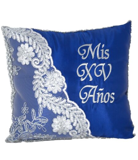 5 Pc Royal Blue and Silver Quinceanera Pillow Set