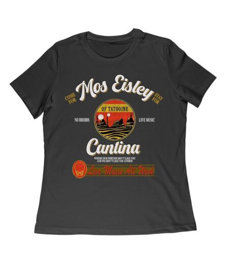 Retro Cantina T-Shirt ? No Droids, Live Music, Outer Space Adventure Graphic Tee Women Relaxed – Viva Party
