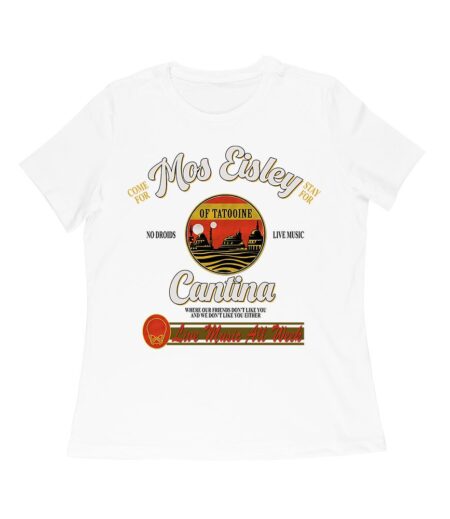 Retro Cantina T-Shirt ? No Droids, Live Music, Outer Space Adventure Graphic Tee Women Relaxed