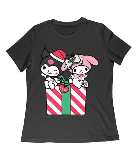 Festive Christmas Duo T-Shirt ? Cute Black and Pink Characters with Holiday Gift Box, Perfect Christmas Gift for Kids & Teens, Fun Holiday Cartoon Tee Women Relaxed – Viva Party