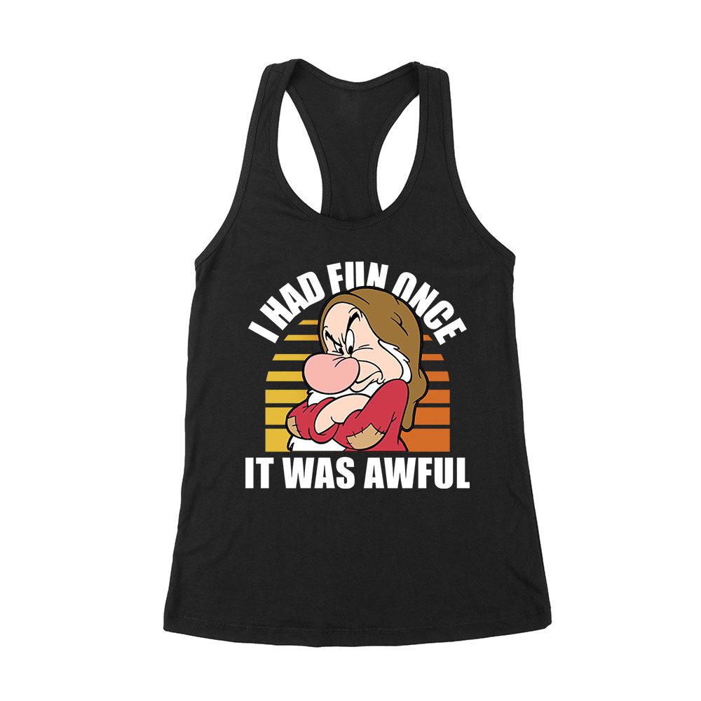 Cart-22_Wrtt-Black.jpg I Had Fun Once - It Was Awful T-Shirt - Funny, Sarcastic Humor Tee For Grumpy And Introverted Personalities Women'S Racerback Tank Top – Viva Party