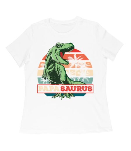 "Papa Saurus" Dinosaur T-Shirt for Dads ? Funny Father?s Day Gift, Perfect Shirt for Dino Lovers and Women Relaxed