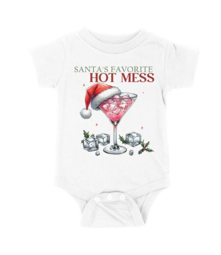 Santa's Favorite Hot Mess" Christmas T-Shirt ? Funny Holiday Shirt for the Festive Season, Perfect Unisex Baby Jersey