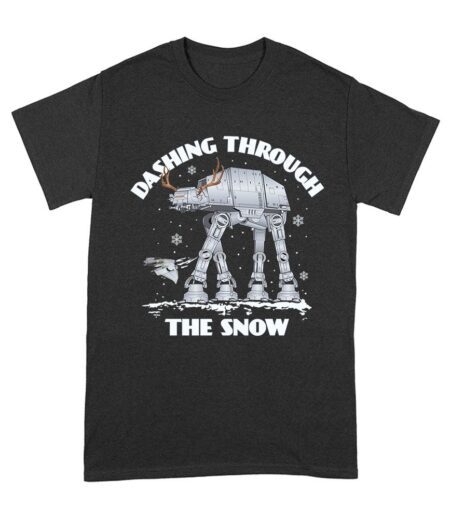 Star AT-AT Dashing Through the Snow Graphic T-Shirt ? Fun Festive Holiday Apparel Unisex Adult – Viva Party