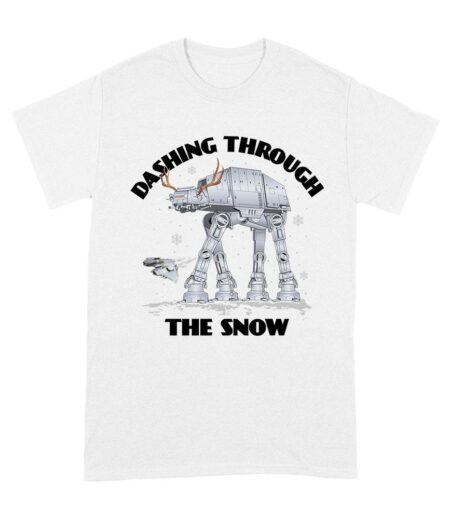 Star AT-AT Dashing Through the Snow Graphic T-Shirt ? Fun Festive Holiday Apparel Unisex Adult