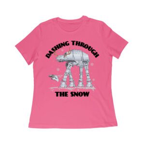 Star AT-AT Dashing Through the Snow Graphic T-Shirt ? Fun Festive Holiday Apparel Women Relaxed