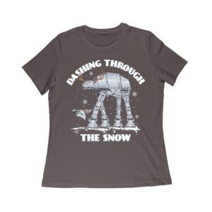 Star AT-AT Dashing Through the Snow Graphic T-Shirt ? Fun Festive Holiday Apparel Women Relaxed