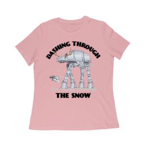 Star AT-AT Dashing Through the Snow Graphic T-Shirt ? Fun Festive Holiday Apparel Women Relaxed
