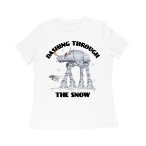Star AT-AT Dashing Through the Snow Graphic T-Shirt ? Fun Festive Holiday Apparel Women Relaxed