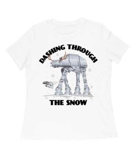 Star AT-AT Dashing Through the Snow Graphic T-Shirt ? Fun Festive Holiday Apparel Women Relaxed