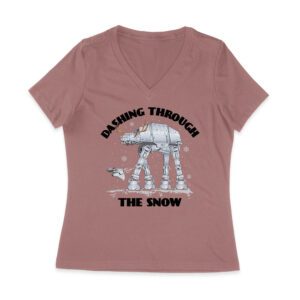 Star AT-AT Dashing Through the Snow Graphic T-Shirt ? Fun Festive Holiday Apparel Women Jersey V-Neck